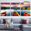 Sunset sunrise Lake boat Design Single Canvas On sale Wall art Custom design