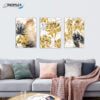 Brown and Gold Flower set of 3 piece Cheap canvas Painting artwork Print