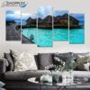 Beach with Pam Trees 5 piece Cheap canvas Painting artwork Print