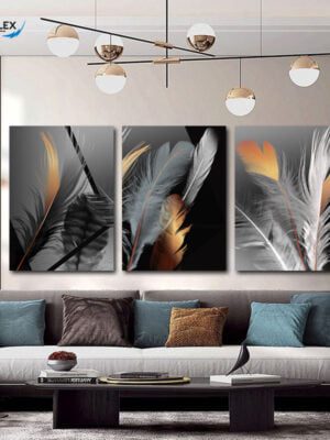 Abstract Nordic Leaves Design 3 Piece Canvas Art 111