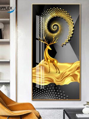 Abstract Golden Deer Swirl Design Single Piece Art P36
