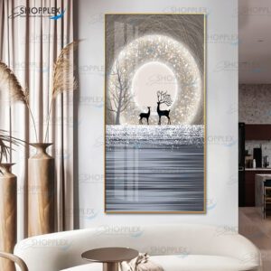 Beautiful artwork Deer and water background with 5D diamond Crystal Porcelain D111