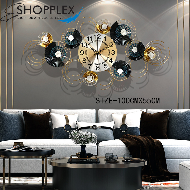 Luxury Modern Metal Wall Clock 3D Golden rings Design Home Decor Art CL12