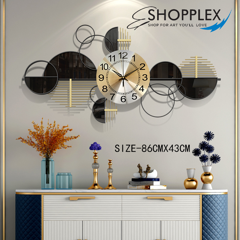 Luxury Modern Metal Wall Clock 3D Rings Design Home Decor Art CL8