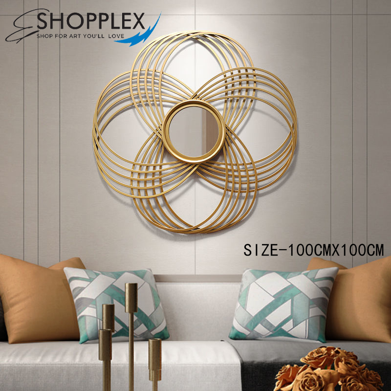 Luxury Modern Metal Wall Mirror Golden Flower Home Decor Art WA1