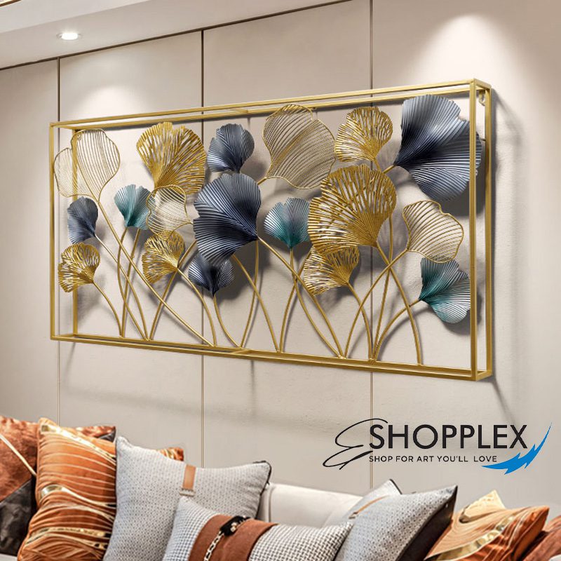 Luxury Modern Metal 3D Wall Art Golden and Multicolor Ginkgo flower design Art WA 35