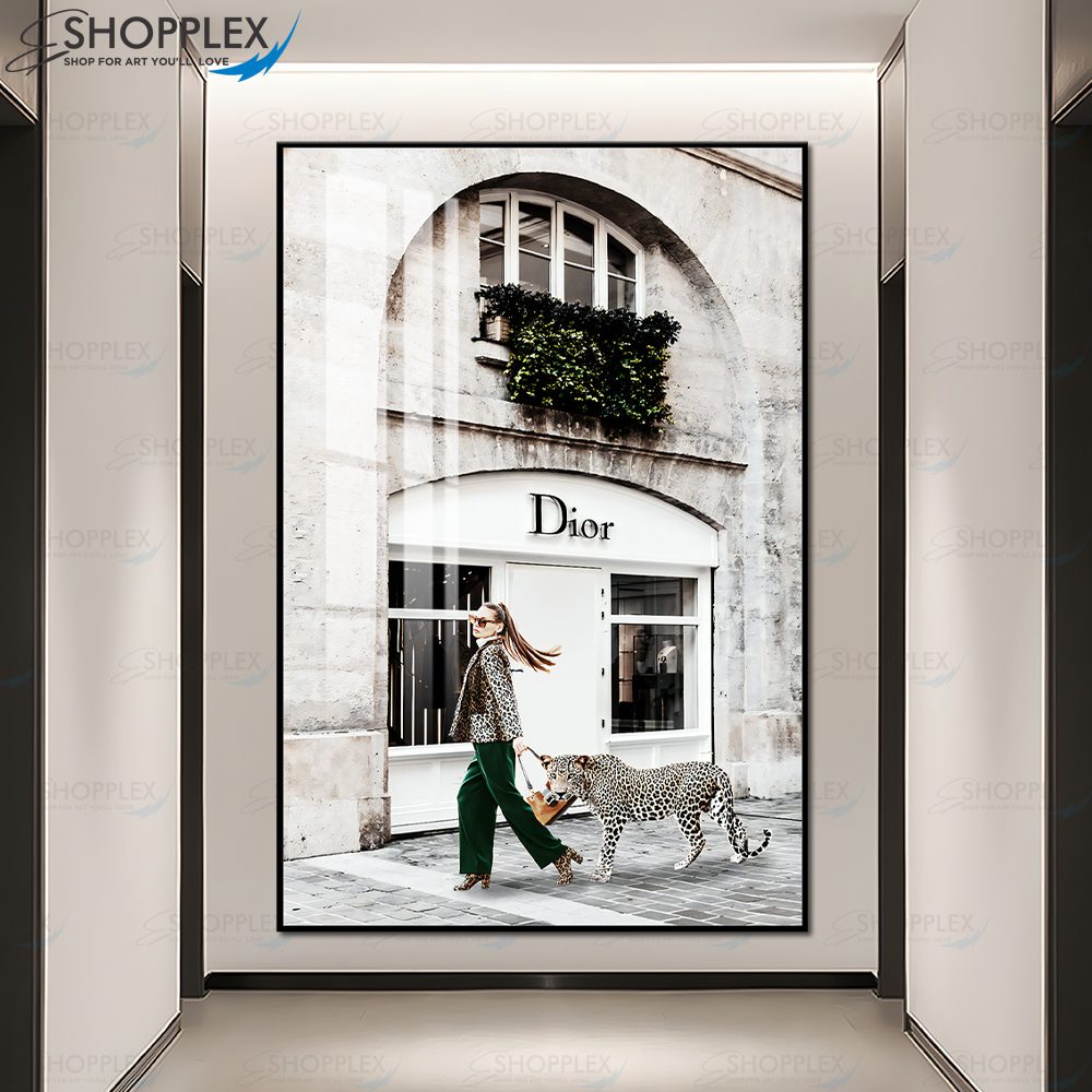 Luxury Brand Dior Lady with Leopard Wall Decor Design Single Piece Art B17