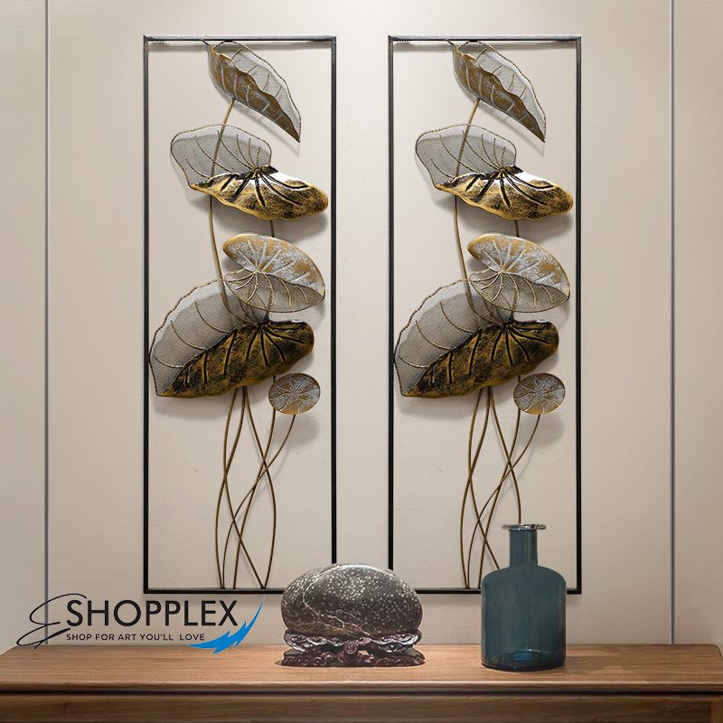 Luxury Modern Metal 3D Wall Art Set of 2 Flower Design Art WA45